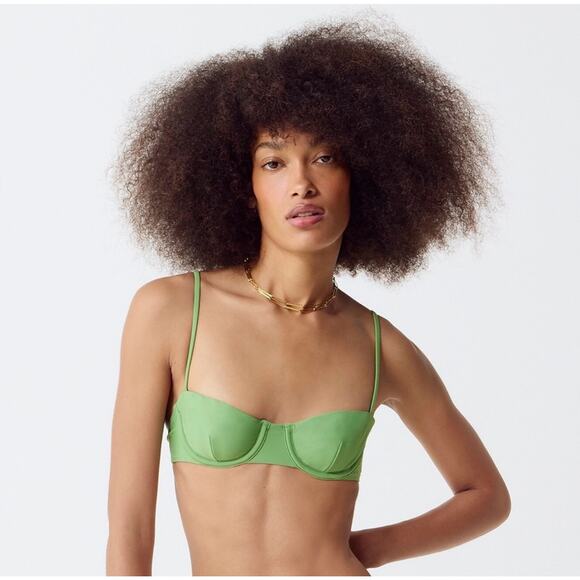 J. Crew Balconette Underwire Bikini Top in Green Size 34C - Picture 1 of 7